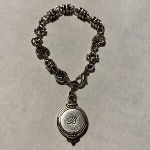 Brighton vintage silver‎ circle charm bracelet on link chain
